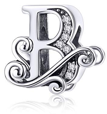 TIZU Buchstaben B Charms 925 Sterling Silber Damen&Mädchen Alphabet Charm Anhänger für Europäische Armbänder