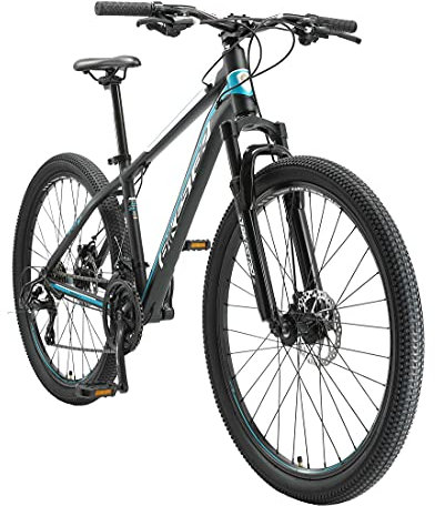 BIKESTAR Hardtail Aluminium Mountainbike Shimano 21 Gang Schaltung, Scheibenbremse 27.5 Zoll Reifen | 16 Zoll Rahmen Alu MTB | Schwarz Blau