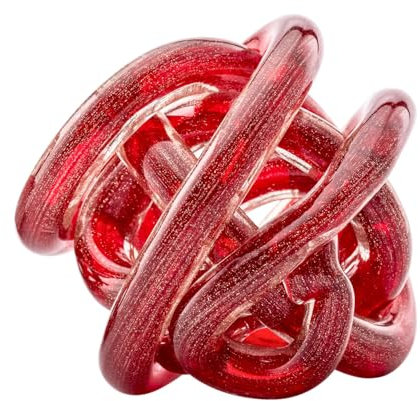 Torre & Tagus Orbit Boule décorative en Verre Faite à la Main avec nœud en Verre pour Livres décoratifs, Table Basse, Bureau à Domicile, étagère de Salon, 7,6 cm de diamètre, Rouge métallisé doré
