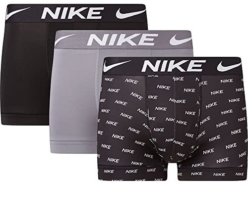 Nike Dri-Fit Esmicro Lot de 3 Boxers pour Homme, avec Logo Nike imprimé, Gris Froid/Noir, Taille XL