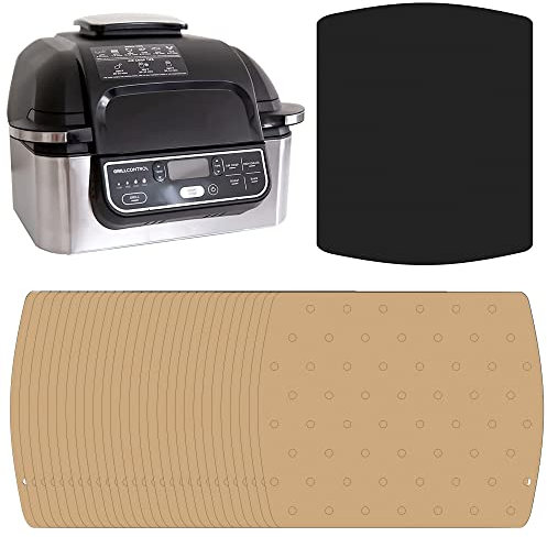 Air Fryer Unbleached Parchment Paper For Ninja Foodi Grill 5-in-1 AG301, 4qt Ninja Foodi Accessories, AirFryer Accessories, 100pcs Air Fryer Liners, Heat Resistant Mat Cookware by INFRAOVENS