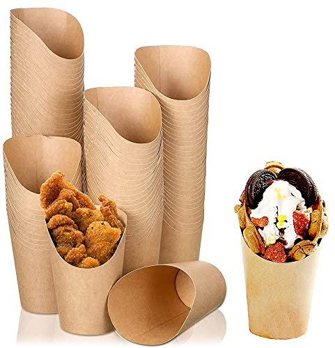 Bubble Waffeleisen Tüten, 50 Stück Pommes Becher, Snack Becher Pappe, Pommesbox Für Pommes Frites, Gebackene Kuchen, Egg Puff Waffeln, Chicken Nuggets (14oz/400ml)