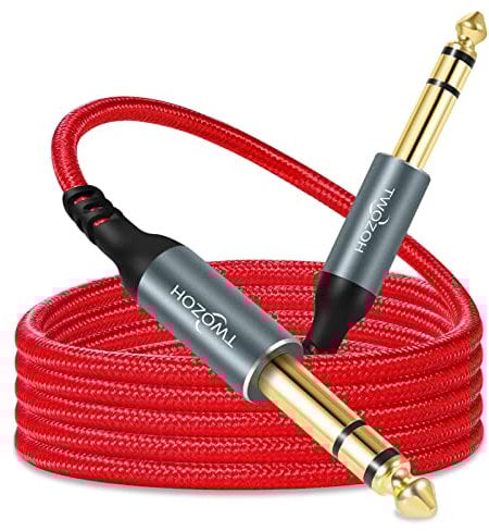 Twozoh Cable TRS 6.35mm estéreo 5M, Trenzado Cable Jack guitarra de 6,35 mm a 6,35 mm (Profesional/Hifi)
