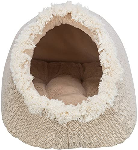 Trixie rutschfeste Kuschelhöhle für Katzen und Hunde im angesagten Boho-Design HÖHLE Boho, 35 × 26 × 41 cm, BEIGE - mit integriertem, waschmaschinengeeignetem Wendekissen - 38210