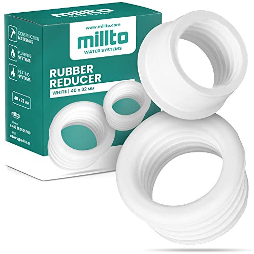 Millto™ Riduttore in gomma, inserto per tubi di scarico, tubo di scarico, manicotto in gomma, adattatore per guarnizione a 3 bar, connettore Ø 40 x 32 mm, bianco