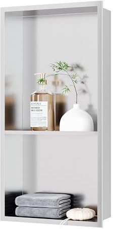 Neodrain Wandnische Dusche Edelstahl Duschnische Doppelnische Lagerung für Badezimmer 60 x 30 cm, Gebürstet