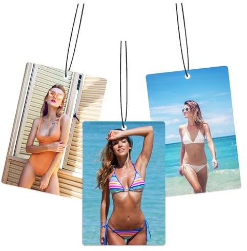 Personalised Car Air Freshener with Double Sided,Custom Printed Photo/Text,19 Kinds Scents Air Freshener for Car,Wardrobe,Bathroom,Hanging Ornaments,Long Lasting Fragrance (Rectangle)
