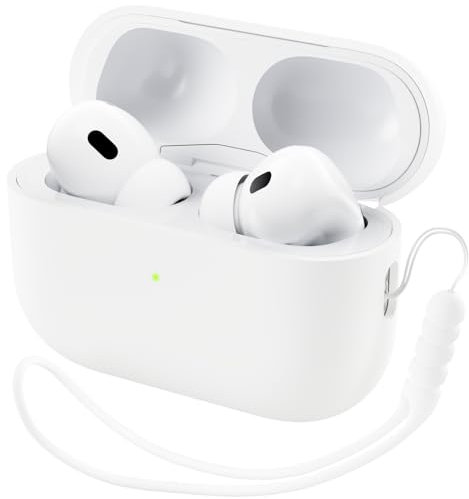 ORNARTO Kompatibel mit AirPods Pro 2 Hülle 2022, Schützende Flüssig Silikon Hülle für AirPods Pro 2 2022 Hybrid Skin Front LED Sichtbar Silikon Hülle Weiß