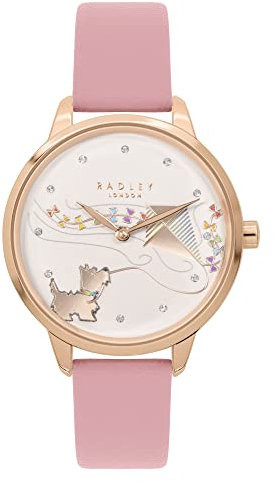 RADLEY Responsible RY21604 Damen-Armbanduhr aus Leder, Vintage-Stil, Rosenarmband, Pink - Vintage Pink, Retro