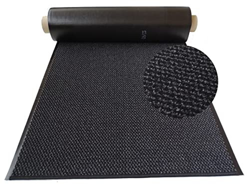 MERTEX Schmutzfangläufer Meterware 90 cm schwarz meliert- Schnittkanten gekettelt (90 x 400 cm, Dark)