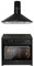 GURARI Set de cuisinière électrique sur pied GCH E 912 BL + 046 - Hotte aspirante 90 cm en noir, 1000 m³/h, hotte en verre noir, four 90 cm, 121 l, noir