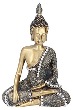Alvinlite Buddha-Statue, 23 cm, Meditation, Sitzend, Schnitzfigur, Bastelstatue, Sitzende Buddha-Statue Für Zuhause, Büro, Schreibtisch, Dekoration, Yoga, Zimmer, Zen, Garten, Dekoration, Ornament