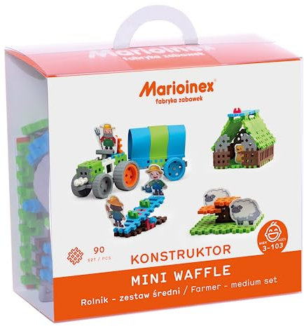 Marioinex Mini Waffle Farmer 90 Building Block Set - 90 Pieces, Mehrfarbig, Construction Skills, Ages 3+