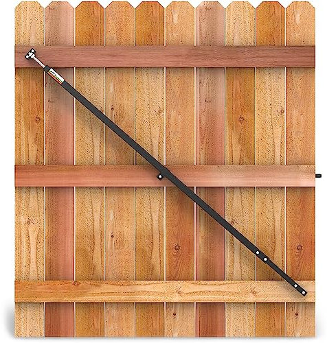 True Latch 2,7 m Teleskop-Torstrebe – Holz-Sichtschutzzaun, Anti-Durchhängen Tor-Hardware-Kit für Holzzauntore im Freien, 1 patentierte in den USA hergestellte Klammer (2,7 m Teleskop (142,2 cm –