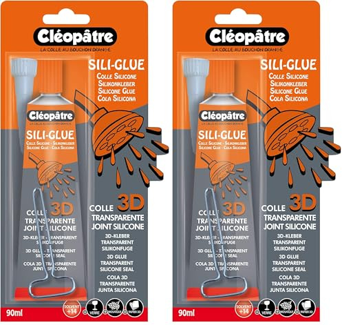 CLEOPATRE - Sili Glue - Colle Silicone avec Embout de précision 90 ml (Lot de 2)