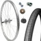 Felge komplett hinten + Reifen + Kammer 28 x 1,75 Zoll Fahrrad Aluminium/Stahl 28 x 1,75 Zoll Citybike Trekking - Befestigungsmuttern und Flap inklusive + Freilauf 6 Gänge
