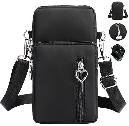 Mikqky Femenino Bandolera Para Teléfono Móvil, Nylon Bandolera Para Móvil Bolsa, Bolso Bandolera Para Teléfono con Conector Para Auriculares