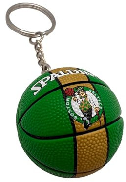 Generico Palla Portachiavi Compatibile con NBA Celtics Basket Gadget Accessori Idea Regalo Uomo Donna Bambino Ciondolo Creativo 3D