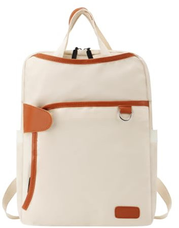 Ynport Crefreak Women Laptop Backpack 14 Inch Work Business Daypacks Lightweight Carry On Travel Backpack Water Repellent College Laptop Rucksack, Beige 01