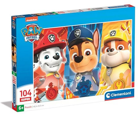 Clementoni Paw Patrol Kinder Puzzle 104 Teile - Paw Patrol Puzzle 37,9 x 26,9 cm für Kinder ab 6 Jahre - Geschicklichkeitsspiel von Clementoni 25780
