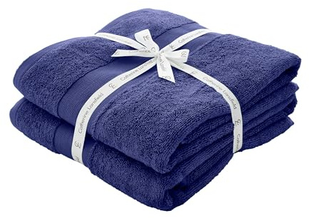 Catherine Lansfield Anti Bacterial Soft & Absorbent Cotton Bath Sheet Pair Navy Blue