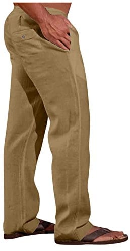 Leinenhose Herren Sommer jagdbekleidung Herren Regenhose Herren Fahrrad Hausanzug Herren Yogahose Loose Fit Herren Jeans Sporthose Herren Lang Baumwolle Funktionsunterwäsche Für (3XL, Yellow)