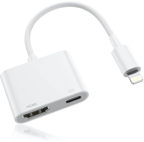 OLKIEQZ Lightning auf HDMI Digital AV Adapter 【MFi Zertifiziert】 iPhone & iPads HDMI Kabel TV Connector 1080P Video Audio Hronisierungs Bildschirm,Upgrade-Materialien,Nterstützt alle iOS/HDTV/Monitor