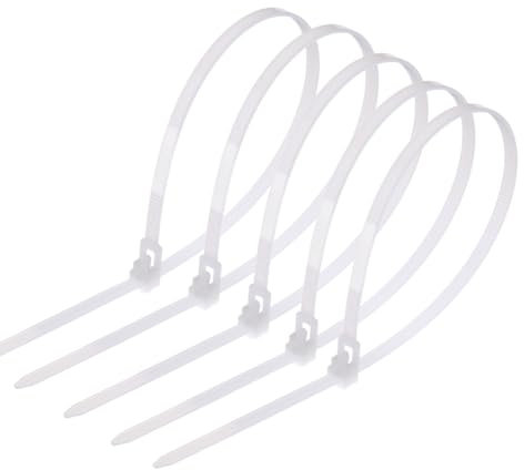 Rluobo 100 Stück Kabelbinder Wiederverschließbar, Kabelbinder 300 mm x 4,8 mm, UV Beständig, Kabelbinder Weiß Set für Kabelmanagement, Gartenarbeit, im Büro, Wohnen und Werkstätten