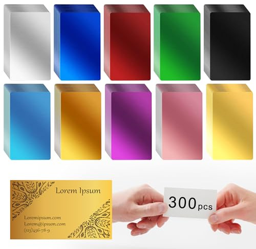 300 Stück Metall-Visitenkartenrohlinge, bunte Metall-Visitenkarten zum Personalisieren von Namenskarten, zuverlässige und stabile Mehrzweck-Aluminium-Rohlinge, DIY-Karten (8,5 x 5,3 x 0,01 cm)