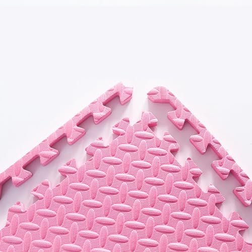 9 Fliesen 60x60x1cm Dick Quadratische Bodenmatte,Schaumstoff-Puzzle-Spielmatte, Trainingsmatte Für Schlafzimmer/Spielzimmer/Fitnessraum,Schützender Bodenbelag(Color:pink)