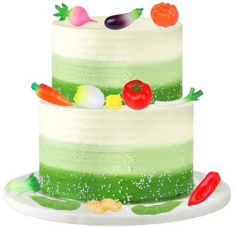 Cheereveal Vegetable Cake Figures Decorations - Vegetable Cabbage Carrots Corn Cake Toppers for Dessert, Farm Theme Birthday Party Baby Shower Gender Reveal Photo Props