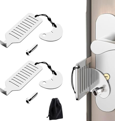 Zssxysm 2 Pack Security Portable Door Lock Without Drilling, Stainless Steel Travel Pocket Lock with Storage Bag for Bedroom Hotel Apartment School Personal Protection