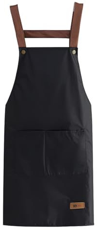 LQI Delantal para Hombre/Mujer Con Bolsillos Grandes, 70x70 cm, para Barbacoa y Evitar Manchas de Grasa, Adecuado para Cocinas de Chef, Restaurantes, Cafeterías