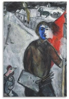 KOOHTAA MARC CHAGALL Kunstposter zum Aufhängen zwischen Dunkelheit und Licht, Kunstdruck, Poster, Wandkunst, Gemälde, Leinwanddekoration, Heimposter, 30 x 45 cm