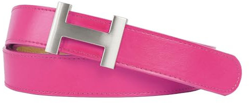Zakatte • Damen Gürtel aus Kunstleder mit H-Schnalle Hüftgürtel Taillengürtel Damengürtel BS058 (Rosa-Silber, 95 cm)