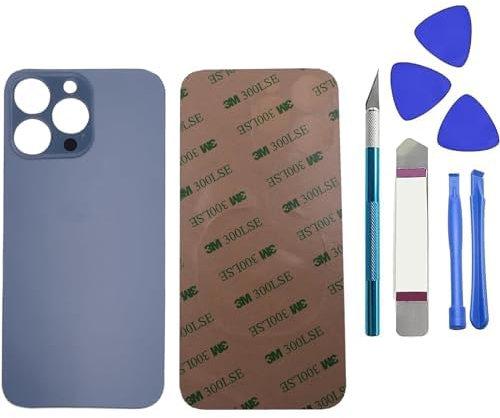 Dakexiong 13 PRO - Cristal trasero de repuesto para iPhone 13 PRO con kit de herramientas de reparación y adhesivo preinstalado, azul sierra