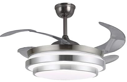 BEL AIR HOME - Ventilador de Techo Selene Motor DC con Aspas Desplegables con Luz Led 36W (3000K, 4000K, 6500K) Con Mando a Distancia Incluido (NIQUEL MINI)