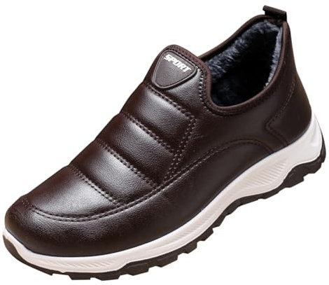 Hefiauo Stivali Invernali da Uomo in Pelle e Cotone, più Velluto, Spessi, Antiscivolo, alla, in Cotone Freddo, Stivali da Neve Vestito Offerta (Coffee, 40)