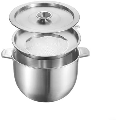 Zilimontt Filtre à huile de soupe en acier inoxydable avec couvercle, pot de filtre à huile domestique, filtre à huile de cuisine, outils de cuisine pour stocker l'huile de friture et la graisse de