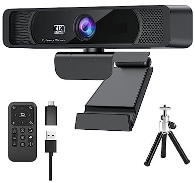 Camara Ordenador, Cámara web HD 4K 30Fps 120 Gran angular Webcam con micrófono Control remoto Streaming PC for conferencias, transmisión en vivo ,para transmisión en vivo, videollamadas y conferencias