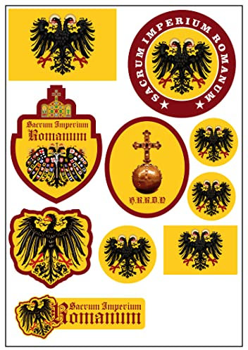 Daged Heiliges Römisches Reich Deutscher Nation Aufkleber Karte 8 Stück Stickerbogen - Reiseaufkleber PKW Auto Motorrad Biker Flagge Fahne Deko HRRDN AK