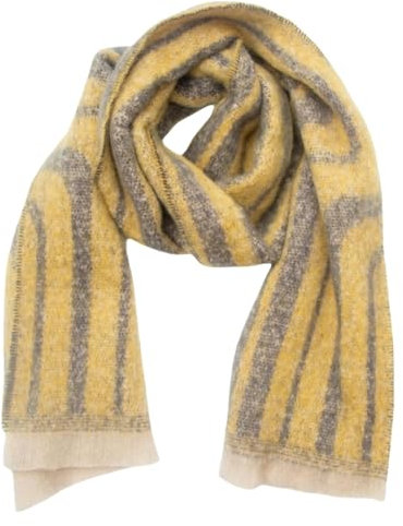 LYBQFZ Schal Nackenschal Herbst- Und Winterkreisgarn Kurzer Bart Geometrischer Jacquard Schalschal-gelb-190x40cm