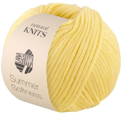 LANA GROSSA Summer Softness | Zartes Baumwollschlauchgarn, voluminös gefüllt mit flauschigen Merinofasern | Handstrickgarn aus 80% Baumwolle (Bio) & 20% Schurwolle | 50g / 130m FB11