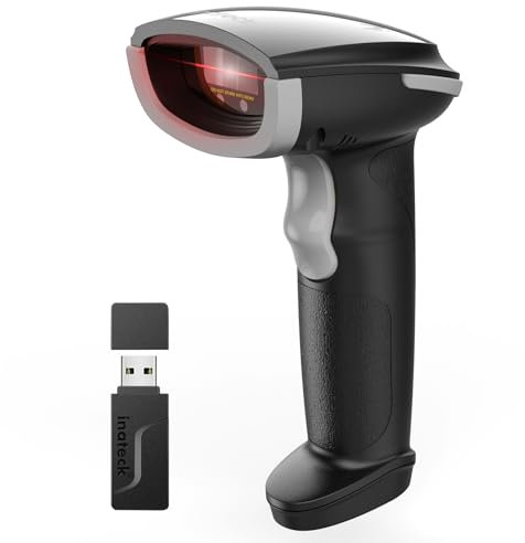 Inateck AI Barcode Scanner Bluetooth, 1D Handscanner Kabellos, Handheld Barcode Scanner, 1 Ladung in 3 Monaten, Unterstützen Selbst Entwickelte App und SDK mit 2000mAh Akku, BCST-21 AI Grau
