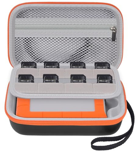 Case for LaCie Rugged Mini 1TB/2TB/4TB/5TB/Thunderbolt 3.0 2.0 USB-C External Hard Drive Portable HDD, Storage Holder for Hard Drives for Mac and PC Computers & USB Cable SD Cards - Box Only