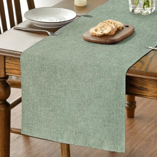 Artoid Mode Salbei Grün Herbst Tischläufer, Saisonnal Abwaschbar Küche Esstisch Tisch Dekoration Drinnen Urlaub Party Dekor 40x240 cm