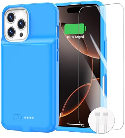 GIN FOXI Battery Case for iPhone 16 Pro, 15W Fast Charging Case Charger 8500mAh Ultra-Slim Lightweight Powerful Battery Pack Rechargeable Anti-Fall TPU Juice Box for iPhone 16 Pro (6.3) Blue