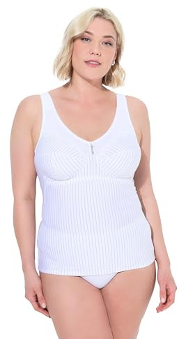 Ulla Popken Damen große Größen Übergrößen Plus Size Shaping-Hemd, Nadelstreifen, ohne BH tragbar schneeweiß 115D 705637200-115D