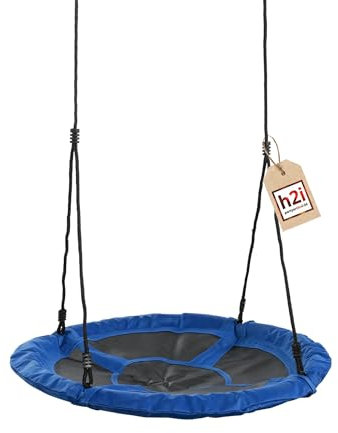 h2i Nestschaukel rund Ø 98 cm | Gartenschaukel | höhenverstellbare Seile | Hängeschaukel bis 100kg belastbar | Rundschaukel Kinder | Blau