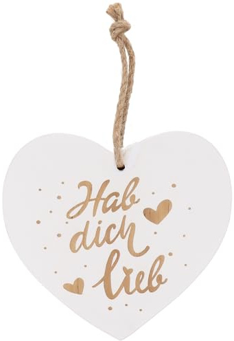 Spruchreif | Kleines Vintage-Holzherz Hab Dich Lieb | Shabby-Chic Dekoherz mit Spruch | Romantische Wand- & Türdeko | Geschenk für Partner, Familie & Freunde | 12,5 × 11 × 1,3 cm